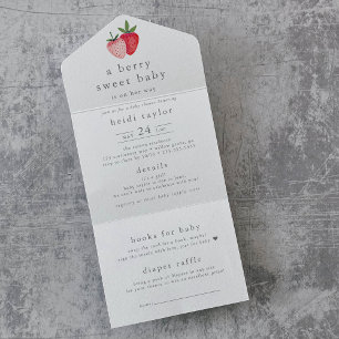 Invitation Tout En Un HEIDI Berry Sweet Girl Diaper Raffle Baby Douche