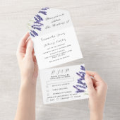 Invitation Tout En Un Herbes vertes Aquarelle Purple Lavender Mariage (Déchirure)