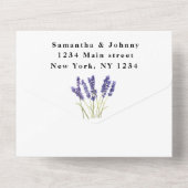 Invitation Tout En Un Herbes vertes Aquarelle Purple Lavender Mariage (Verso)