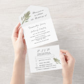 Invitation Tout En Un Herbes vertes Aquarelle Vert Sage Mariage (Déchirure)
