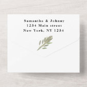 Invitation Tout En Un Herbes vertes Aquarelle Vert Sage Mariage (Verso)