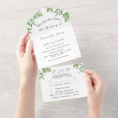 Invitation Tout En Un Herbes vertes Aquarelle Vert Sage Thyme Mariage (Déchirure)