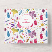 Invitation Tout En Un Hérisson Fleurs sauvages Peinture aquarelle (Verso)