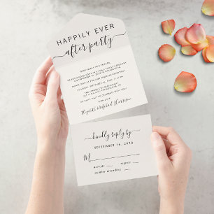 Invitation Tout En Un Heureusement Jamais Après Mariage Crème Réception