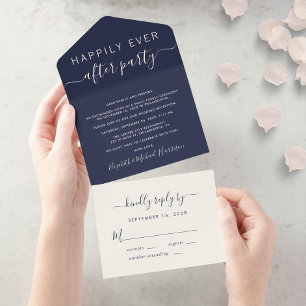 Invitation Tout En Un Heureusement Jamais Après Mariage Réception Marine