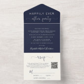 Invitation Tout En Un Heureusement jamais après QR Code Bleu Mariage Réc (À l'intérieur)