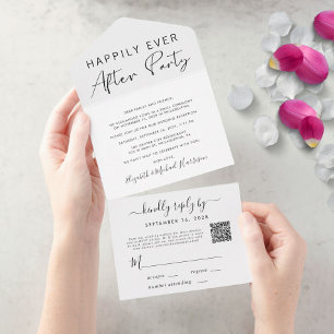 Invitation Tout En Un Heureusement jamais après QR Code Mariage Réceptio