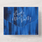 Invitation Tout En Un Heureux jamais après mariage photo bleu (Verso)