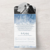 Invitation Tout En Un Heureux jamais après mariage photo bleu gris (À l'intérieur)