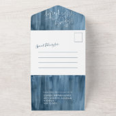 Invitation Tout En Un Heureux jamais après mariage photo bleu gris (Dehors)