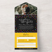 Invitation Tout En Un Heureux jamais après mariage photo confetti (À l'intérieur)