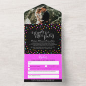 Invitation Tout En Un Heureux jamais après mariage photo confetti (À l'intérieur)