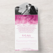 Invitation Tout En Un Heureux jamais après mariage photo rose rouge (À l'intérieur)