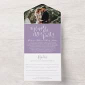 Invitation Tout En Un Heureux jamais après mariage photo violet (À l'intérieur)