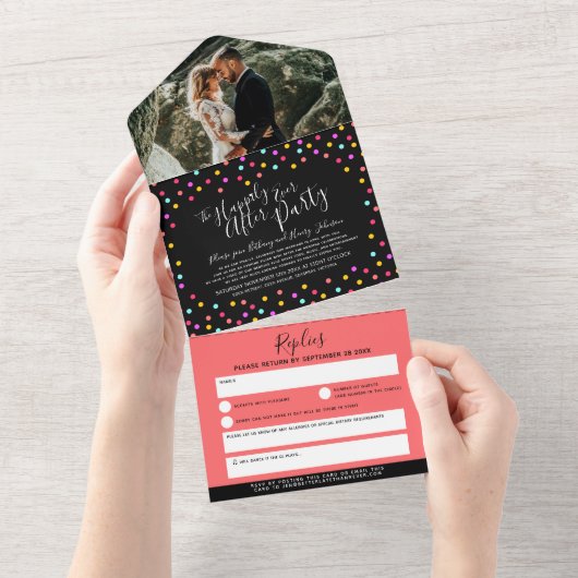 Invitation Tout En Un Heureux toujours après la fête de mariage confetti (Déchirure)