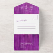 Invitation Tout En Un Heureux toujours après mariage photo mauve (Dehors)