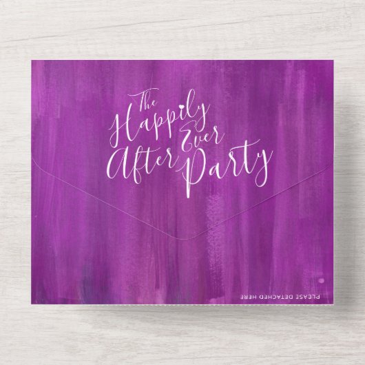 Invitation Tout En Un Heureux toujours après mariage photo mauve (Verso)