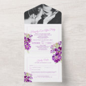 Invitation Tout En Un Heureux toujours après mariage violet stock aquare (À l'intérieur)