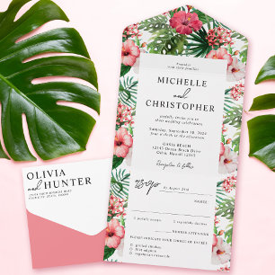 Invitation Tout En Un Hibiscus tropical Mariage moderne