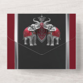 Invitation Tout En Un Hindi Hindou éléphants indiens damassés bordeaux n (Verso)