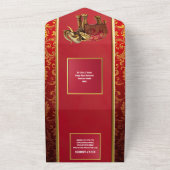 Invitation Tout En Un Hindi Hindou royal floral indienne éléphants or ro (Dehors)