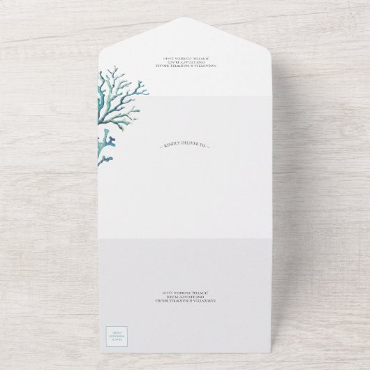 Invitation Tout En Un Hippocampe d'aquarelle 50e anniversaire de Mariage (Dehors)