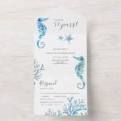 Invitation Tout En Un Hippocampe d'aquarelle 50e anniversaire de Mariage (À l'intérieur)