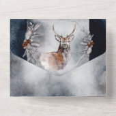 Invitation Tout En Un Hiver cerf mariage pays boisé neige forêt a (Verso)