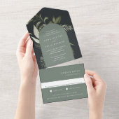 Invitation Tout En Un Hiver Meadow Green Mariage d'arc botanique (Déchirure)