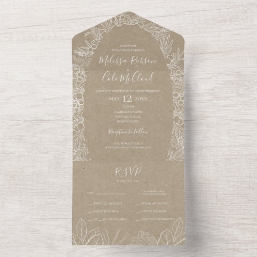 Invitation Tout En Un Hiver rustique | Kraft Sceller Et Envoyer (À l'intérieur)