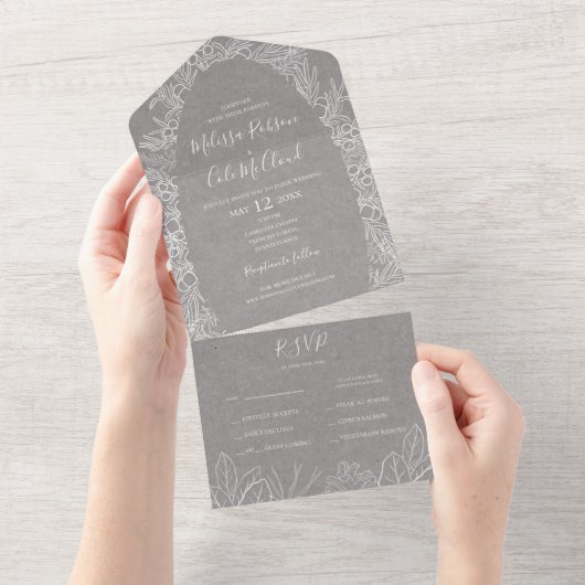 Invitation Tout En Un Hiver rustique | Phoque Gris Et Envoi (Déchirure)
