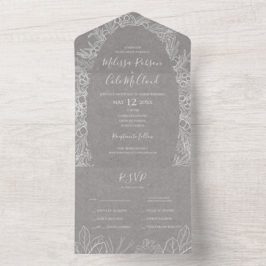 Invitation Tout En Un Hiver rustique | Phoque Gris Et Envoi (À l'intérieur)