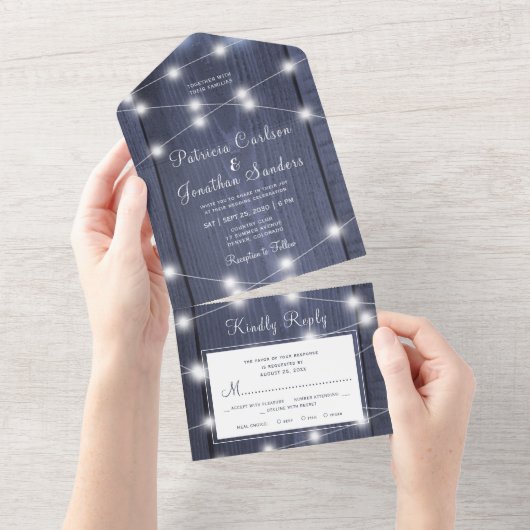 Invitation Tout En Un hiver rustique tout en un mariage rsvp (Déchirure)