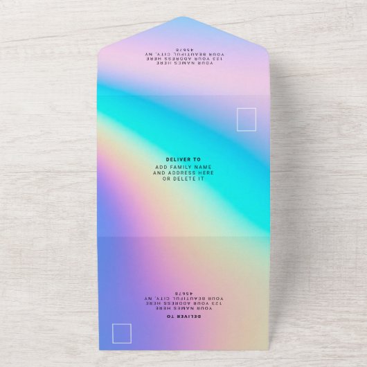 Invitation Tout En Un Holographique Personnalisé Moderne Élégant (Dehors)