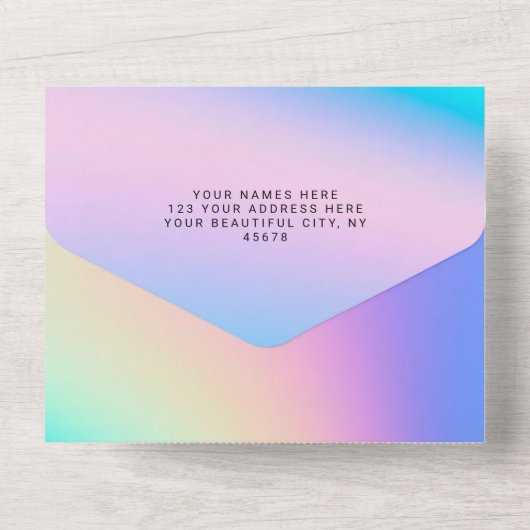 Invitation Tout En Un Holographique Personnalisé Moderne Élégant (Verso)