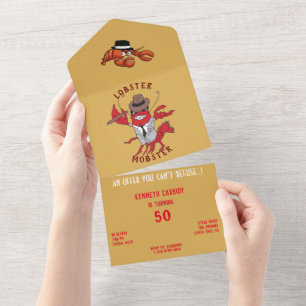 Invitation Tout En Un Homard Homard 🦞 Drôle Cartoon Gangster