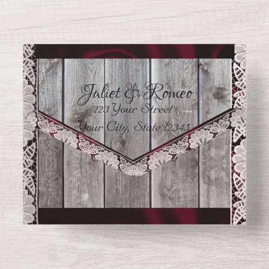 Invitation Tout En Un Horseshoe & Lace Gettin' Hitched Mariage (Verso)