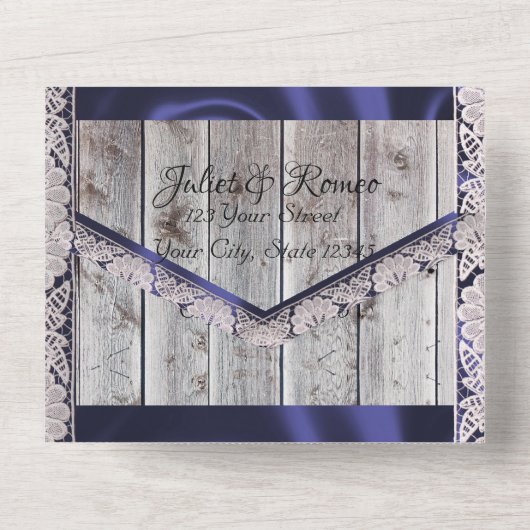 Invitation Tout En Un Horseshoe & Lace Gettin' Hitched Mariage (Verso)