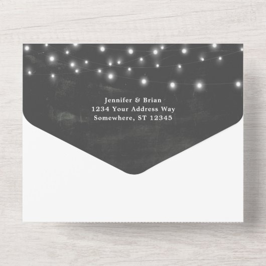 Invitation Tout En Un "Hunt is Over" Rustic Antler Strings Mariage léger (Verso)
