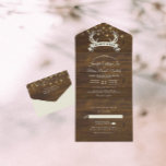 Invitation Tout En Un "Hunt is Over" Rustic Antler Strings Mariage léger<br><div class="desc">Ces invitations de mariage romantiques pour petits budgets "La chasse est terminée" sont conçues avec une carte postale perforée RSVP facile à déchirer. Il suffit de plier chaque carte dans la forme esquissée,  puis sceller et envoyer - aucune enveloppe nécessaire pour l'expédition.</div>