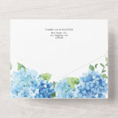 Invitation Tout En Un Hydrangea Blue Dusty Light Mariage floral RSVP (Verso)