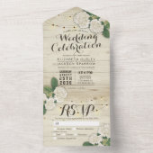 Invitation Tout En Un Hydrangeas Éclairage à cordes Mariage rustique en  (À l'intérieur)