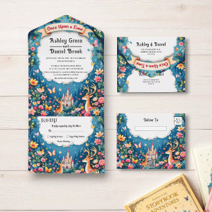 Invitation Tout En Un Il Était Une Fois Woodland Castle Fairytale Mariag