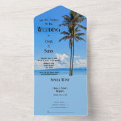 Invitation Tout En Un Île tropicale, Palmiers, Mer Bleue, (À l'intérieur)