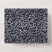 Invitation Tout En Un Imprimé léopard marine et argent Aquarelle Fleur  (Verso)