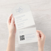 Invitation Tout En Un Initiales de monogramme blanc et bleu chic (Déchirure)