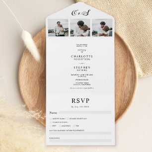 Invitation Tout En Un Initiales décontractées minimalistes modernes mari
