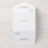 Invitation Tout En Un Initiales et ampersand bleu turquoise, mariage ros (Dehors)