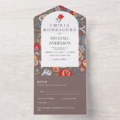 Invitation Tout En Un Invitación de Boda Español Inglés Rsvp FOLKART (À l'intérieur)