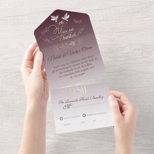 Invitation Tout En Un invitación de boda personalizada con anillos (Déchirure)